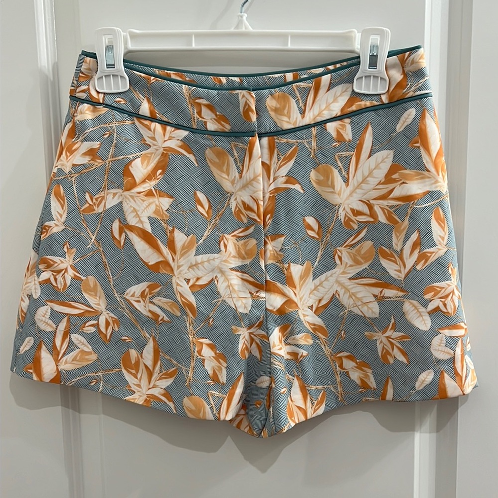H&M Blue Floral Shorts with Mustard Leaf Print